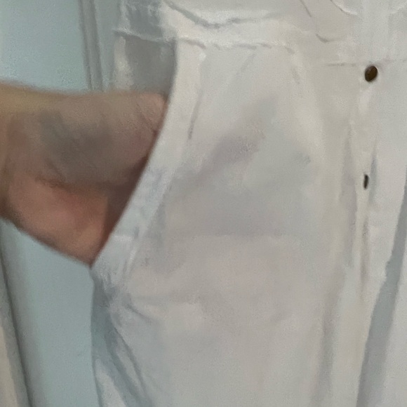 White cotton casual sundress with pockets - Picture 6 of 11